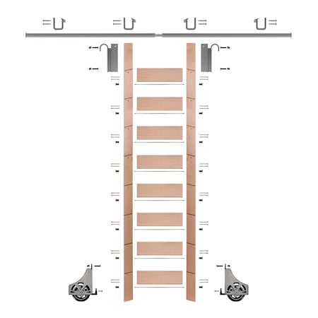 Meadow Lane Ladder 107 in. Pre-Finished Oak Satin Nickel Hook with 8 ft. Rail Kit EG.300-107RO-08.02-PF